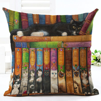 Cute Cat Print Home and Living Decor Cushion Cover - 45x45cm