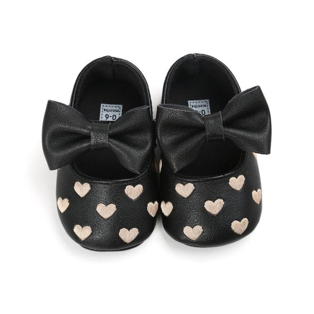 Cute Baby Shoes Heart and Bow - Non-slip Footwear