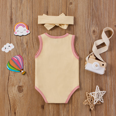 2Pcs Sleeveless Baby Girl Jumpsuit with Headband