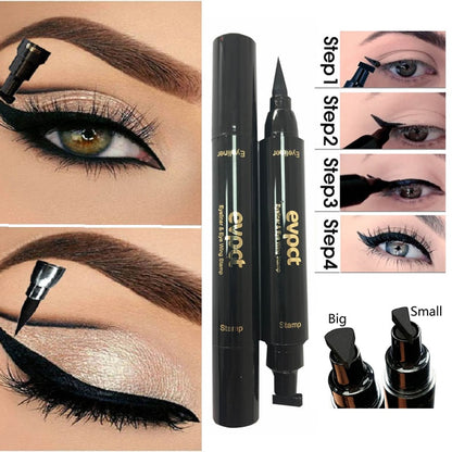 Double-Headed Eyeliner Stamp 2 In1 Quick-drying Liquid Eyeliner Waterproof Easy-to-use Stamp Eye Liner Black Smooth Eye Makeup