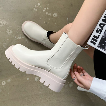 Luxury Platform slip-on chunky heel Boots