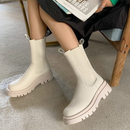 Luxury Platform slip-on chunky heel Boots