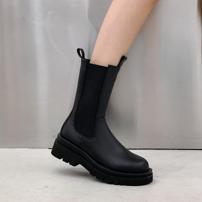 Luxury Platform slip-on chunky heel Boots