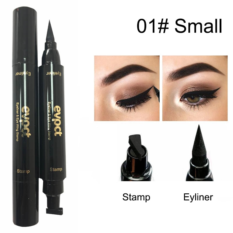 Double-Headed Eyeliner Stamp 2 In1 Quick-drying Liquid Eyeliner Waterproof Easy-to-use Stamp Eye Liner Black Smooth Eye Makeup