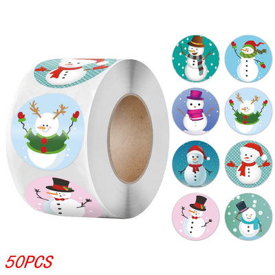 50-500Pcs Christmas Tree Santa Clause Merry Christmas Stickers - 2.5cm