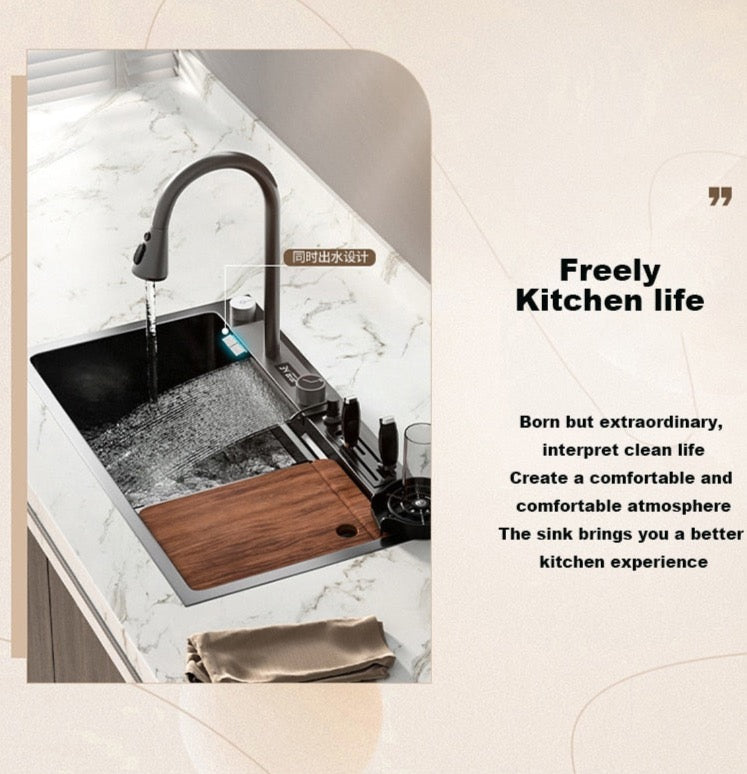 Waterfall Kitchen Sink Set ~ Display Large Multifunctional Sink