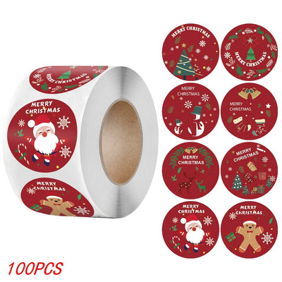 50-500Pcs Christmas Tree Santa Clause Merry Christmas Stickers - 2.5cm