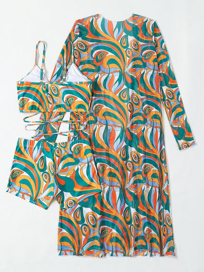 3 Piece Bikini Set + Long Sleeve Beach top