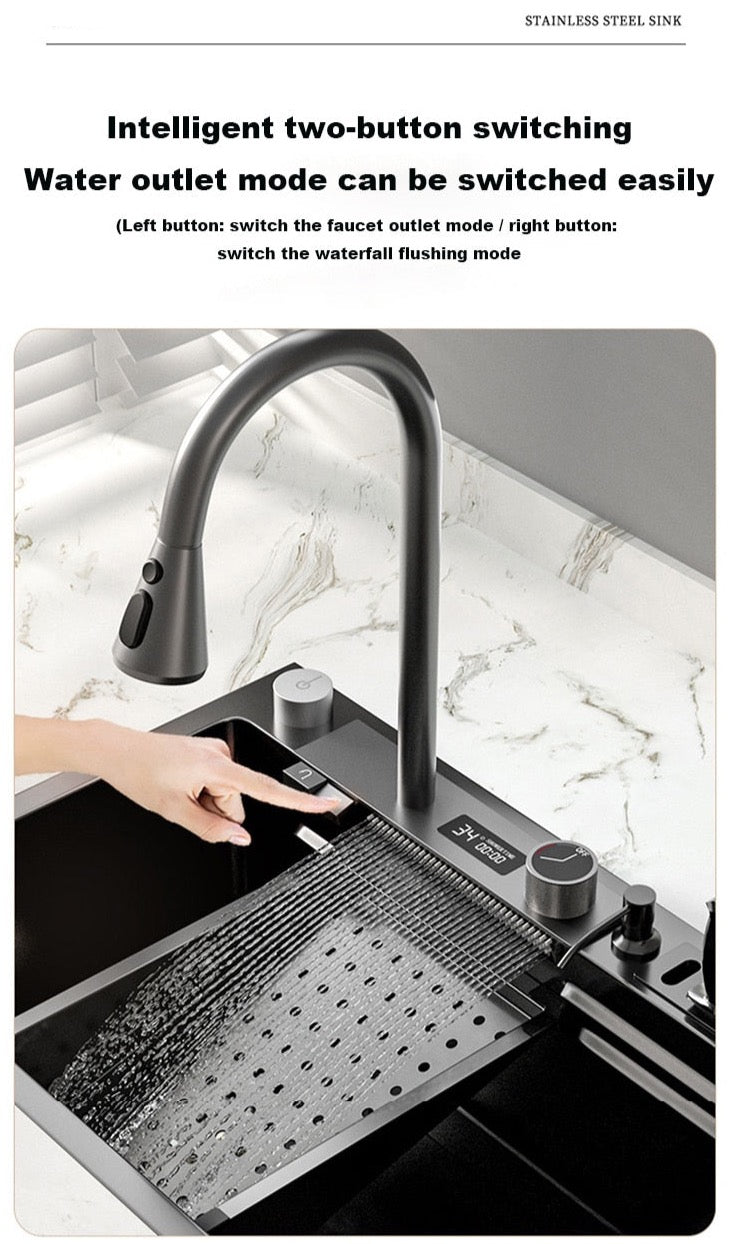 Waterfall Kitchen Sink Set ~ Display Large Multifunctional Sink