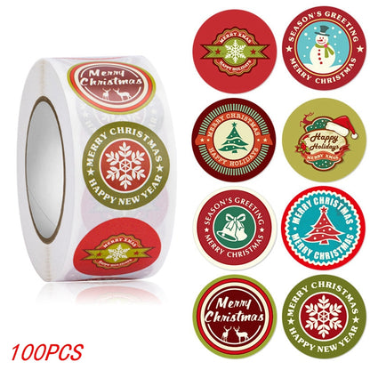 50-500Pcs Christmas Tree Santa Clause Merry Christmas Stickers - 2.5cm