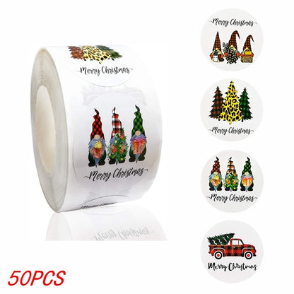 50-500Pcs Christmas Tree Santa Clause Merry Christmas Stickers - 2.5cm