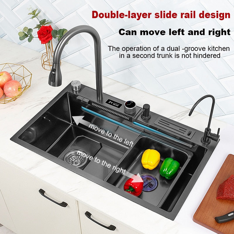 Waterfall Kitchen Sink Set ~ Display Large Multifunctional Sink