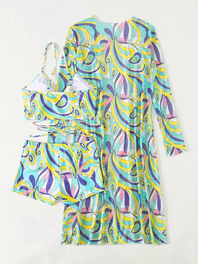 3 Piece Bikini Set + Long Sleeve Beach top