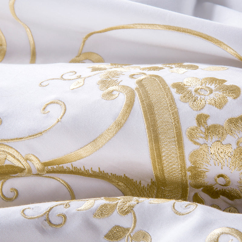 White and Gold Colour Luxury Duvet Cover Bed set