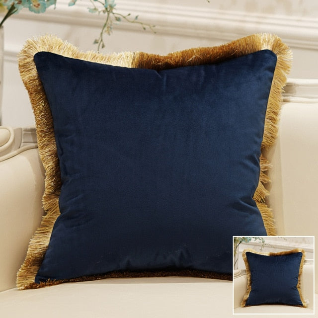 Luxury Embroidered Cushion Covers Velvet Tassels