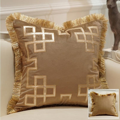 Luxury Embroidered Cushion Covers Velvet Tassels