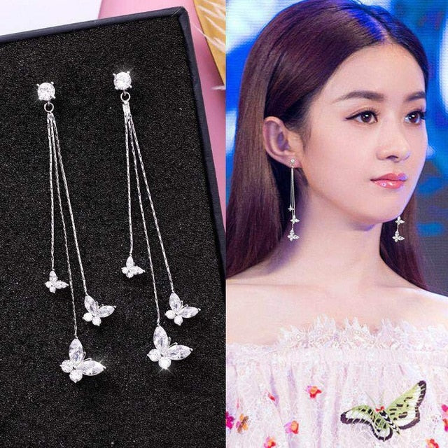 Cute Long Butterfly Earrings