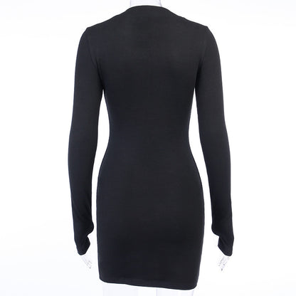 Womens Bodycon Zip Up Knitted Mini Dress