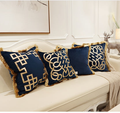 Luxury Embroidered Cushion Covers Velvet Tassels