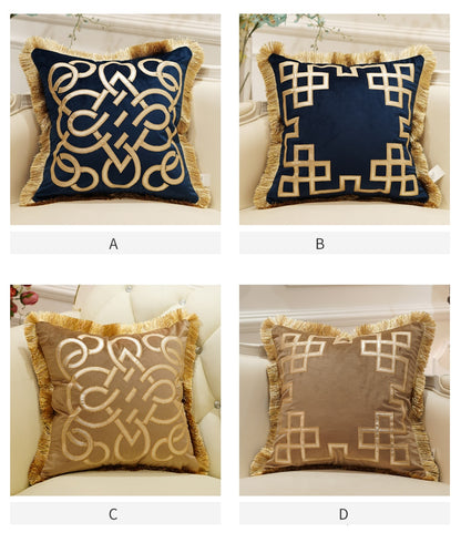 Luxury Embroidered Cushion Covers Velvet Tassels