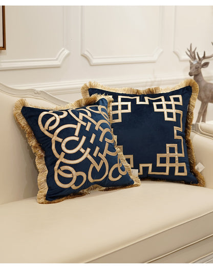 Luxury Embroidered Cushion Covers Velvet Tassels