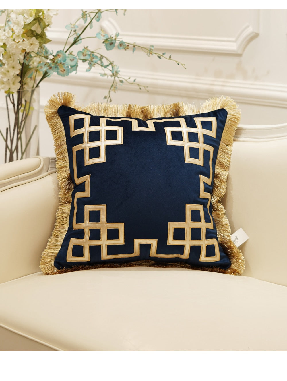 Luxury Embroidered Cushion Covers Velvet Tassels