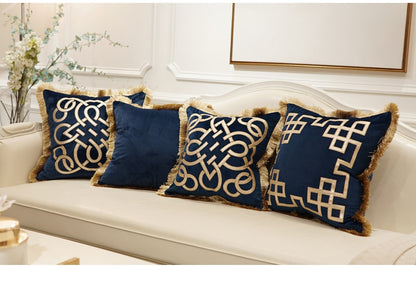 Luxury Embroidered Cushion Covers Velvet Tassels