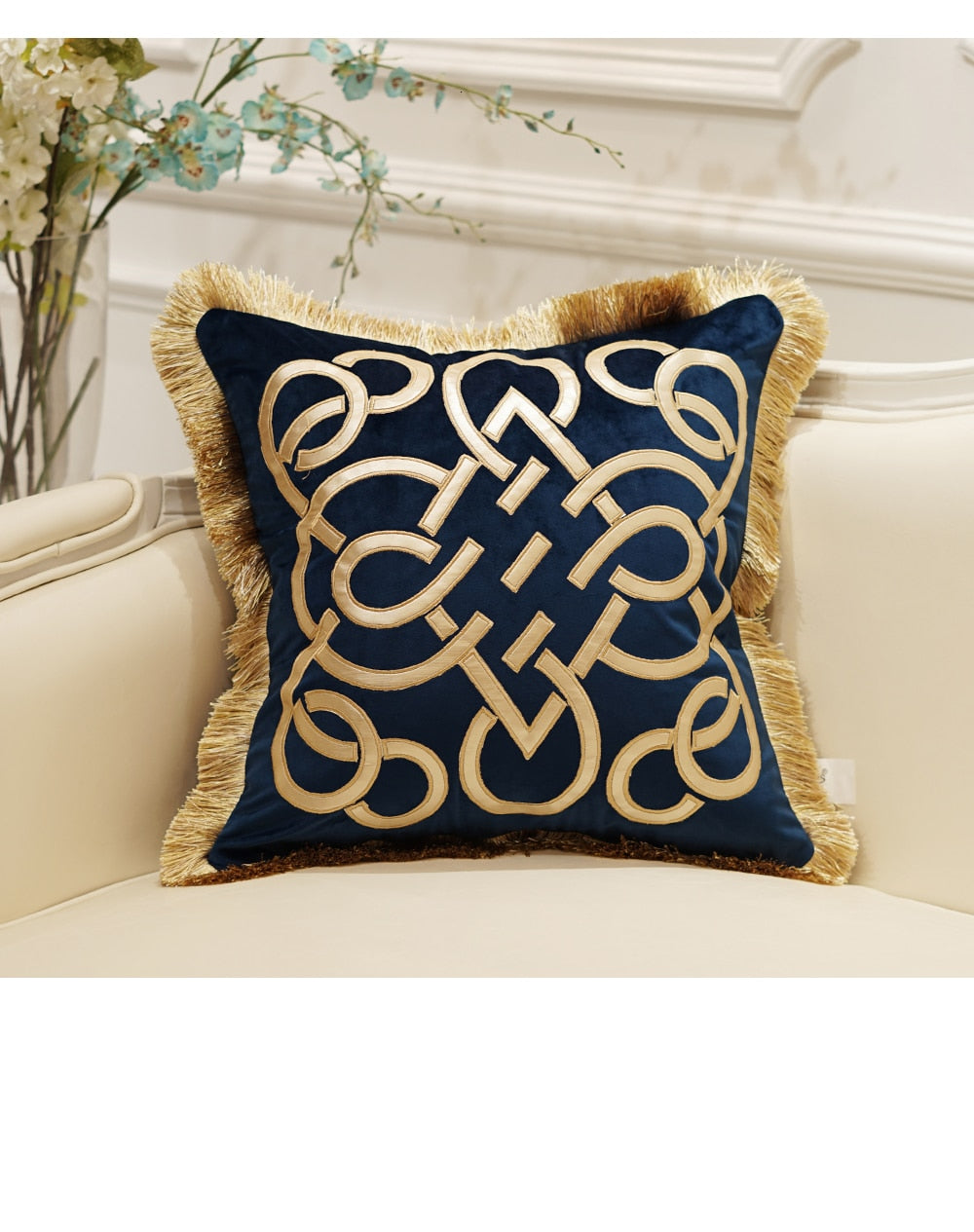 Luxury Embroidered Cushion Covers Velvet Tassels