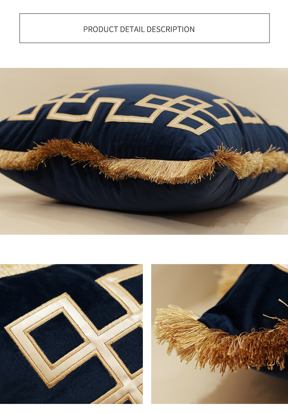 Luxury Embroidered Cushion Covers Velvet Tassels