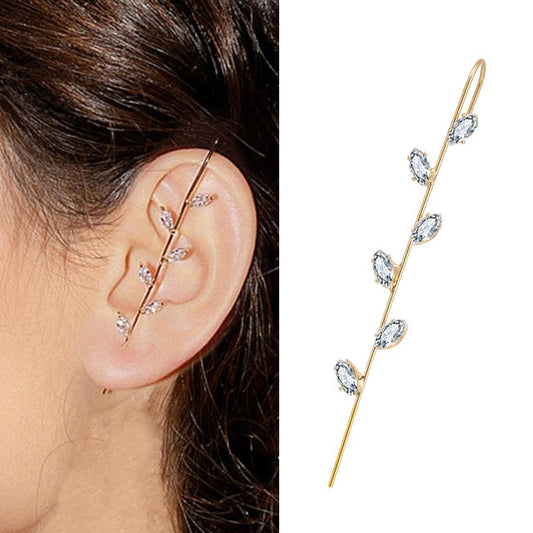 Crystal Charm Hook Ear Climber Earrings