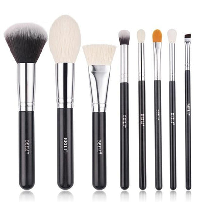 Makeup brushes set Natural goat hair - Black