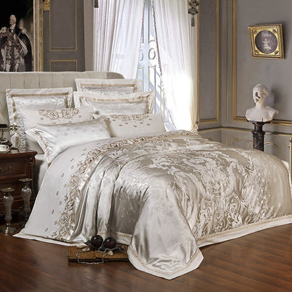 Luxury Silk Satin Duvet Cover Set with Beautiful Embroidery 4-6 Piece Sets