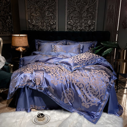 Luxury Silk Satin Duvet Cover Set with Beautiful Embroidery 4-6 Piece Sets