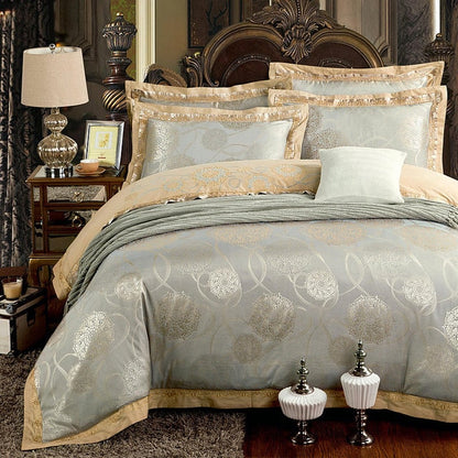 Luxury Silk Satin Duvet Cover Set with Beautiful Embroidery 4-6 Piece Sets