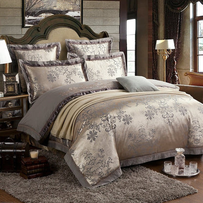 Luxury Silk Satin Duvet Cover Set with Beautiful Embroidery 4-6 Piece Sets