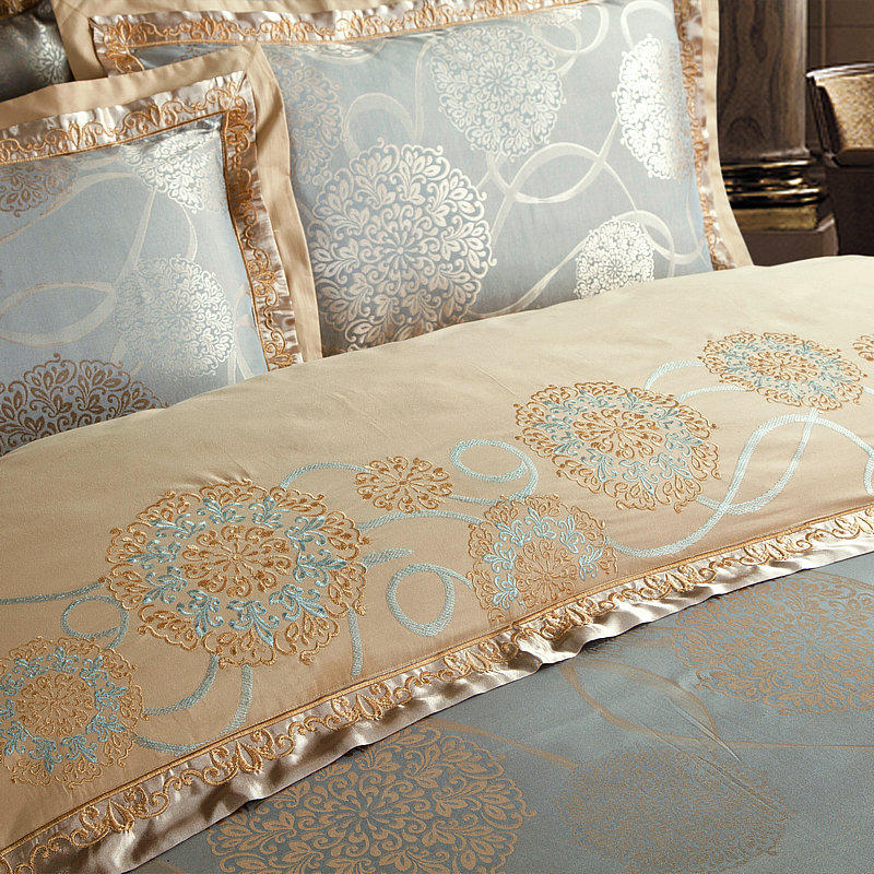 Luxury Silk Satin Duvet Cover Set with Beautiful Embroidery 4-6 Piece Sets