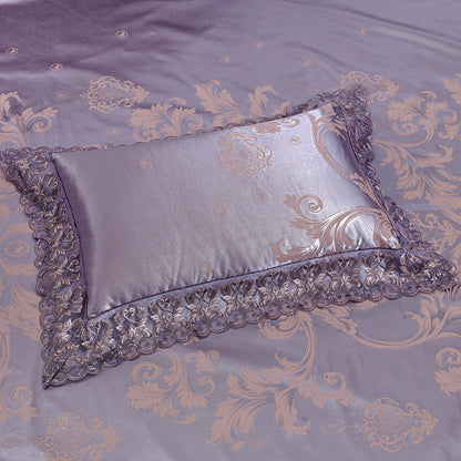 Luxury Silk Satin Duvet Cover Set with Beautiful Embroidery 4-6 Piece Sets