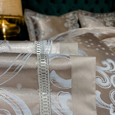 Luxury Silk Satin Duvet Cover Set with Beautiful Embroidery 4-6 Piece Sets