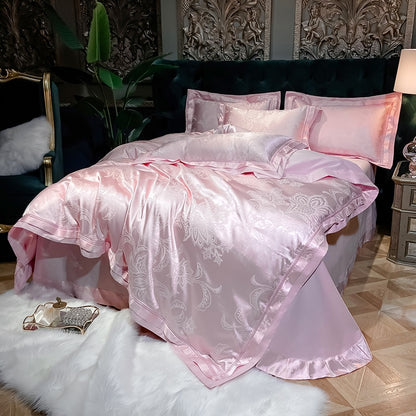 Luxury Silk Satin Duvet Cover Set with Beautiful Embroidery 4-6 Piece Sets