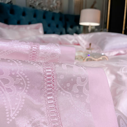 Luxury Silk Satin Duvet Cover Set with Beautiful Embroidery 4-6 Piece Sets