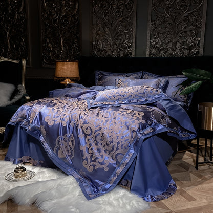 Luxury Silk Satin Duvet Cover Set with Beautiful Embroidery 4-6 Piece Sets