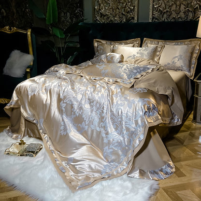 Luxury Silk Satin Duvet Cover Set with Beautiful Embroidery 4-6 Piece Sets