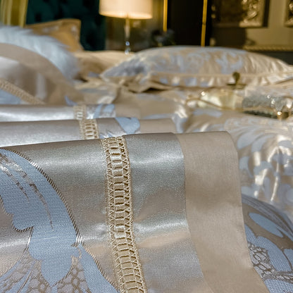 Luxury Silk Satin Duvet Cover Set with Beautiful Embroidery 4-6 Piece Sets