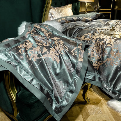 Luxury Silk Satin Duvet Cover Set with Beautiful Embroidery 4-6 Piece Sets