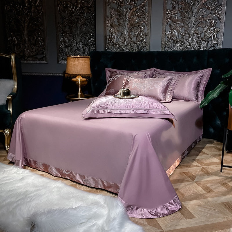 Luxury Silk Satin Duvet Cover Set with Beautiful Embroidery 4-6 Piece Sets