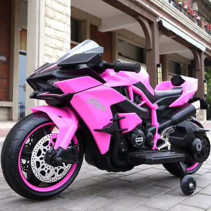 Children's Electric Ride-on Motorcycle with Trainer Wheels