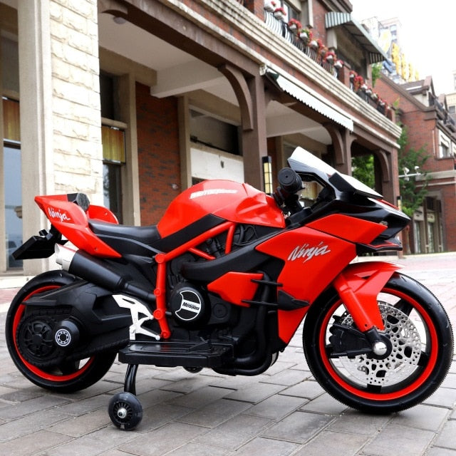 Children's Electric Ride-on Motorcycle with Trainer Wheels