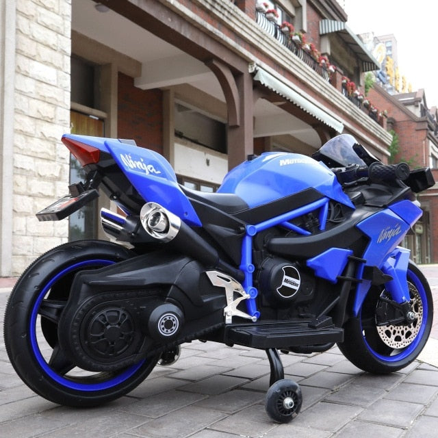 Children's Electric Ride-on Motorcycle with Trainer Wheels