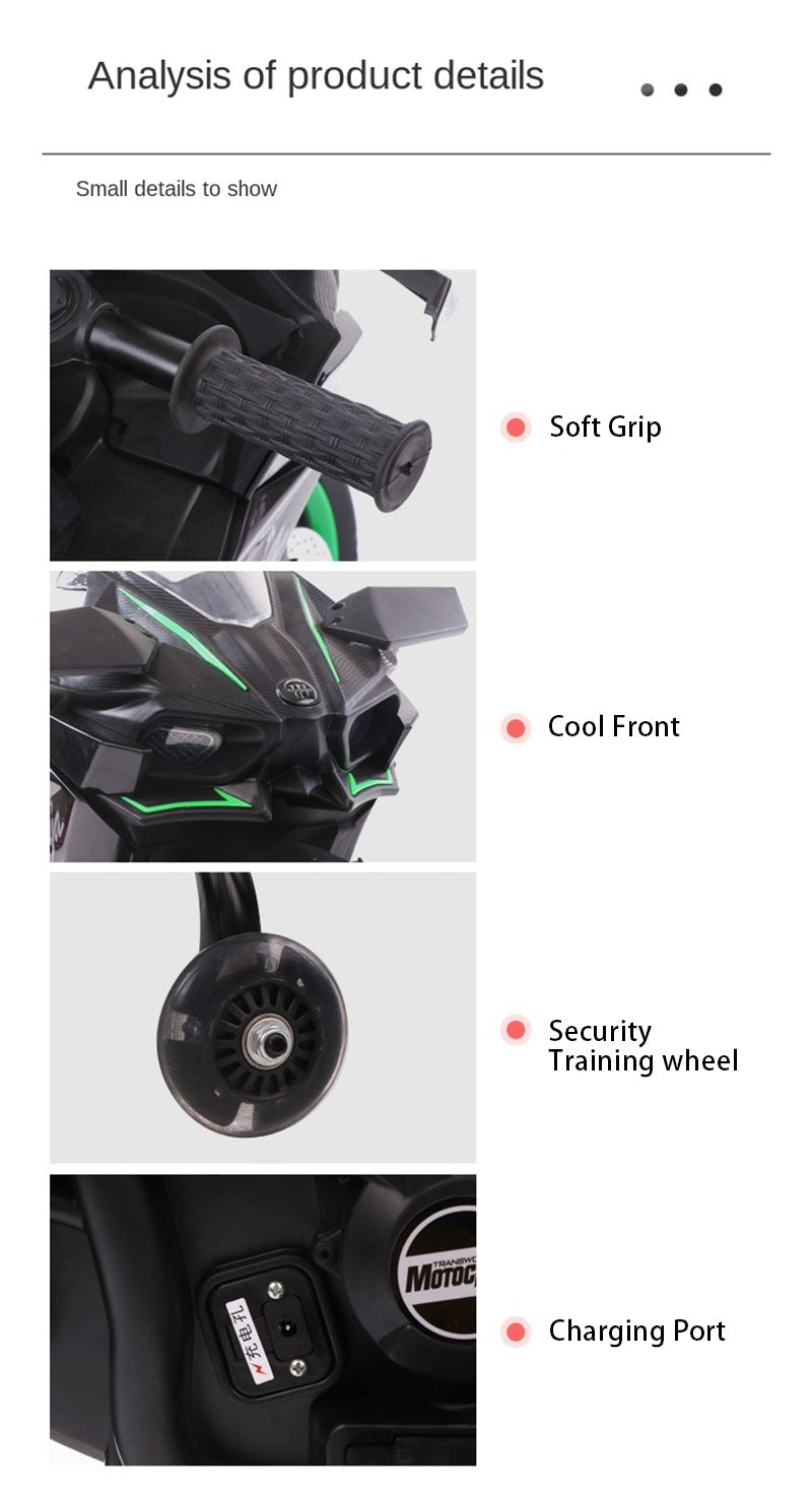 Children's Electric Ride-on Motorcycle with Trainer Wheels