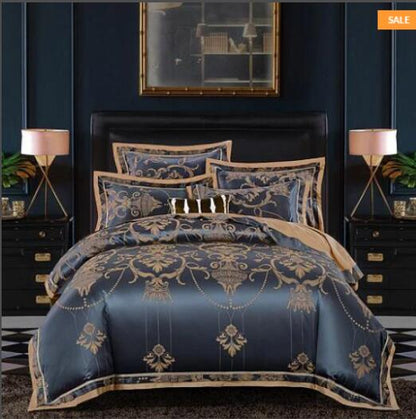 Luxury Silk Satin Duvet Cover Set with Beautiful Embroidery 4-6 Piece Sets